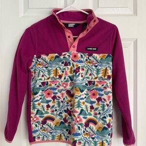 Lands' End Kids' Fleece Pullover in Pink and Multicolor